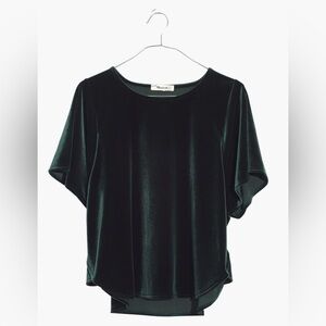 Madewell Green Velvet Butterfly Top, Medium
